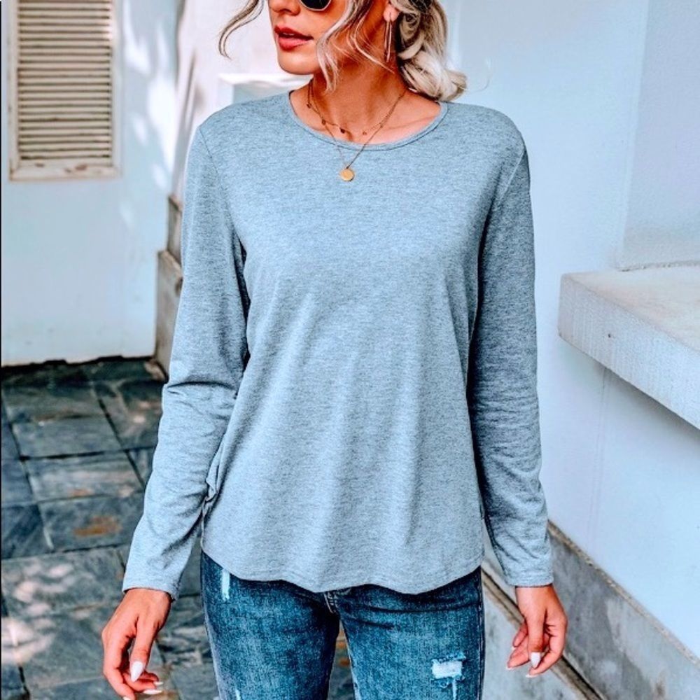 NWT! CONTRAST LACE INSERT RUFFLE TRIM TEE! - Picture 9 of 12
